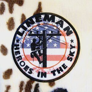 Lineman DYI Fabric Hat Patch Glue Iron On Sew Custom Hat Patch